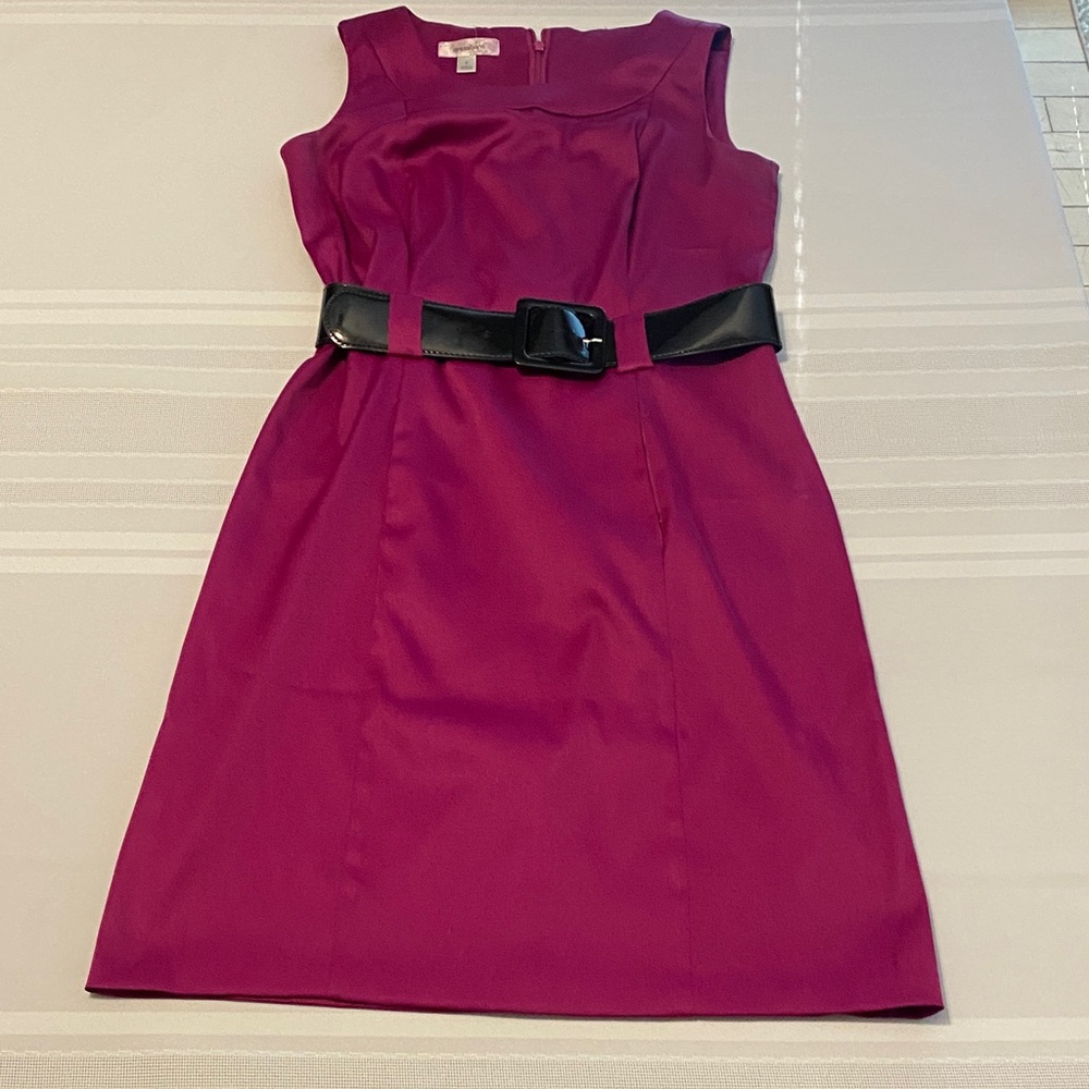 Women’s Dress Barn Elegant Magenta Dress with Black Belt